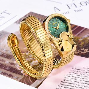 Montre-bracelets pour femmes Watch Snake Quartz incrusté de modélisation animale de tempérament de luxe de diamant présente pour les femmeswristwatches féminines