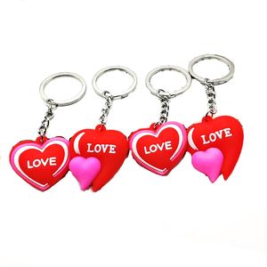 Couple Heart Keychain Pendant Love Peach Heart PVC Key Chain Bag Decoration Keyring Valentine's Day Gifts