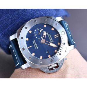 Luxusuhren für Herren, mechanische Uhr, Schweizer Automatikwerk, Saphirspiegel, 47 mm, importiertes Rindsleder-Armband, Marke Italien, Sport-Armbanduhren, Jah1