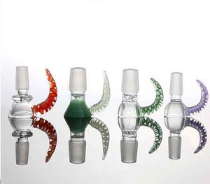 Horn dicke Glasschale Farbfilter Raucherwerkzeuge Zubehör 4 Stile Kräutertrockenölbrenner 14mm 18mm Wasserpfeifen Wasserbongs Bubbler