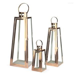 Kerzenhalter Nordic Lanterne Metallhalter Gold Glas Luxus moderne winddichte Laterne Lampiony Szklane Sticks