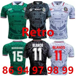 1998 Retro Edition Mexico Soccer Jersey Long Sleeve vintage 1995 1986 1994 Retro Shirt BLANCO Hernandez Classic football uniforms