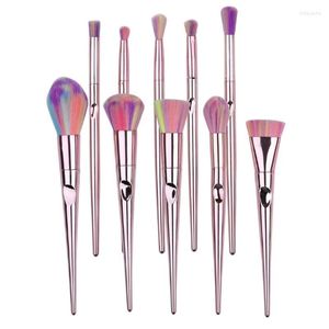 Makeup Brushes 10st Colorful Face Foundation Metal Cosmetic Power Eyeshadow Blush Make Up Brush Kit Maquiagem Cotton Gift Set