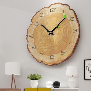 Relógios de parede 3d grão de madeira design moderno arte decoração casa cozinha quartzo assistir silencioso 12 polegadas 220930