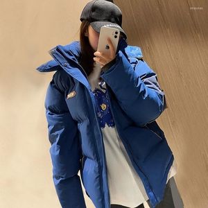 Women's Trench Coats 2022 Winter Ader Color Contrast Sleeve Down Jacket Women's Waterproof Men's And Hooded Thickened White Duck