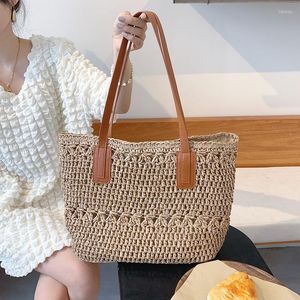 Evening Bags 2022 Hollow Straw Woven Bag Large Capacity Shoulder Hand-Woven Holiday Beach Rattan Tote