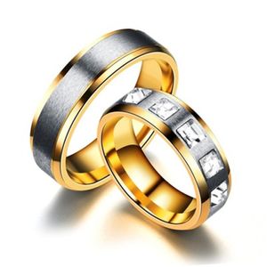 Anel de diamante em aço inoxidável Mulheres anel de noivado de casamento anéis de casamento conjuntos de homens anéis de moda jóias de moda