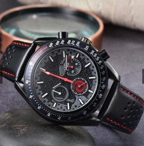 Zegarek męski Bioceramiczny zegarek księżycowy Kwarcowy chronograf Mission To Mercury Moon Pluton Neptune 42 mm Prawdziwy czarny nylon Montre de luxe Edycja limitowana skórzany zegarek