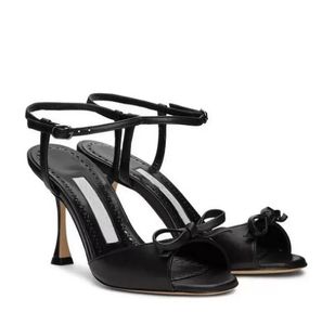 Sommersandalen, Lederband, Schleife, Knöchelschnalle, Peeptoe, elegante Damenmode, Abendkleid, Party, Gehen, Schuhe mit mittlerem Absatz