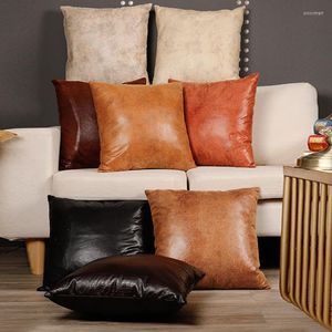 Pillow 45x45cm Throw Pillows Case Imitation Leather Cover Decorative Pillowcase Home Sofa Living Room Car Decor Waterproof