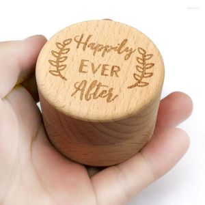 Jewelry Pouches Personalized Rustic Wedding Wooden Ring Box Trinket Storage Containers Custom Happily Ever After Rings