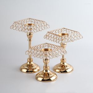 Candle Holders 1Pcs Square Style Crystal Holder Home Decor Gold Candelabra Modern Wedding Table Decoration