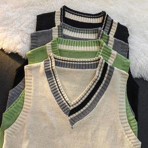 Men's Vests J GIRLS Men Sweater Students Patchwork Loose Knitted Comfortable Sleeveless Jumpers Couple Leisure Homme Autumn All-match