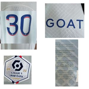 Tessili per la casa 2022 Partita indossata dal giocatore Super Star Ligue 1 Maillot con sponsor di capra Nome personalizzato Numero Distintivo di patch di calcio