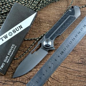 Двойной D2 стальный складной карманный нож быстро открытый флиппер тактический наружный инструмент из углеродного волокна титановый ручка качественная коллекция подарок f
