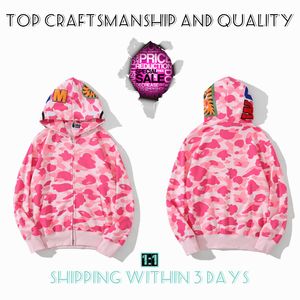 Üst İşçilik Erkek hoodies köpekbalığı kazak maymunlar hoodie tasarımcı ceket kaplan tam zip renkli Harajuku sweatshirt Moda ortak marka kamuflaj maymun hoodies 1-11