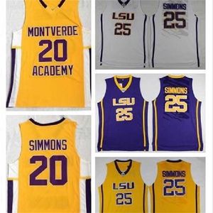 GLA MITNESS NCAA College Jersey Ben Simmons High School Montverde Academy Eagles Ben Simmons Jerseys Basketball Sticthed White Yellow Purple