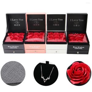 Biżuteria torebki pierścieniowe uchwyt na naszyjnik faux róża kwiat prezentowy prezent na wyświetlacz ślubny