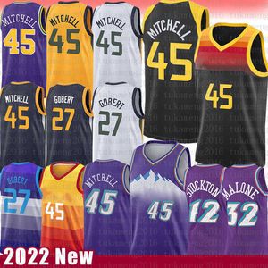 Basketball Jerseys Donovan Mitchell Mens Rudy Gobert John Stockton Karl Malone 2022 Jersey 45 27 12 32