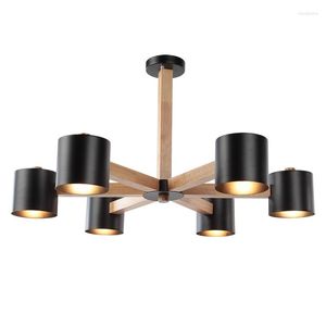 Pendant Lamps BLUBBLE3/6/8 Heads American Lights Suction Top AC 90-260V LED Hanglamp Parlor Bedrooms Wood Lighting