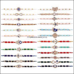 Charm Bracelets 24/ Evil Eye Pack For Women Girls Boys Mexican Braclets Set Protection Amet Anklets Jewelry Gi Bdehome Otoqq