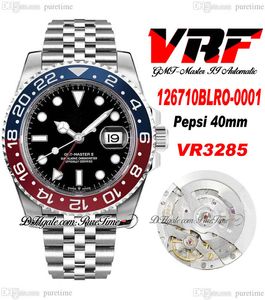 VRF GMT II Peipsi VR3285 Automatic Mens Watch 40mm Red Blue Ceramic Bezel Black Dial 904L JubileeSteel Diamonds Bracelet Super Edition Same Series Card Puretime C3