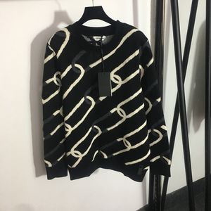 Padrão de bloqueio Mulheres suéteres 2 cores malha suéter tops de manga longa elegante fêmea camisa de pulôver na moda