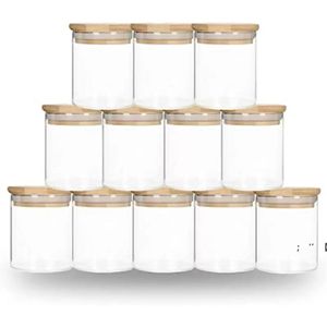 DIY Sublimation 6oz Tumbler Glass Can With Bamboo Lid Candle Jar Food Storage Container Clear Frosted Home Kitchen Supplies Portable GCB1594
