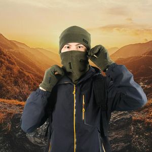 Bandanas Thickened Fleece Hat Scarf Beanie Cap Gloves Set Men Autumn Winter Warm Camping Portable Outdoor Elements Warmer