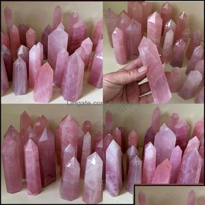 Regali per arti e mestieri Giardino domestico Quarzo rosa naturale Torre di cristallo Minerale Chakra Healing Wandsreiki Otecg