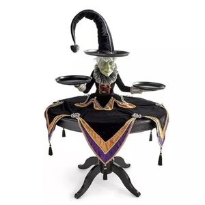 Halloween Decoration Witch Display Stand Decorations Witch Tabletop Server With Plates Home Decor Resin Statue Traydishes 1504 D3