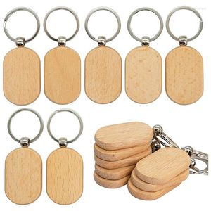 Ganchos em branco Tag de madeira de madeira Diy Keychains Gravando em branco 20 pacote