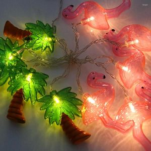 Strängar 2m 10 lysdioder Flamingo Coconut Tree String Fairy Light Battery Powered Home Decorative Lamp Säker pålitlig utomhusbelysning