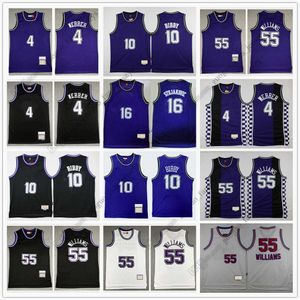 Retro -Basketball Webber 10 Mike 4 Chirs Bibby Stojakovic 55 Jason 16 Peja Williams Blue White Black High Quality Jersey