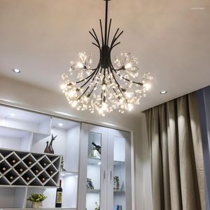 Kolye lambaları Nordic Style Art Crystal Dandelion Chandelier Sıcak Romantik Yatak Odası Yemeği Oturma Odası Cafe G4 LED Asma Işık Armatürleri