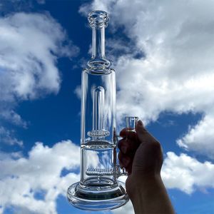 Coole Glasbong Shisha 14 Zoll wissenschaftliche Inline- und Duschkopf-Glaswasserpfeife Dab Rig Raucherzubehör