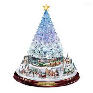 Christmas Decorations Window Sticker Tree Rotating Sculpture Train Paste Wall Stickers Decoration Home Ornaments