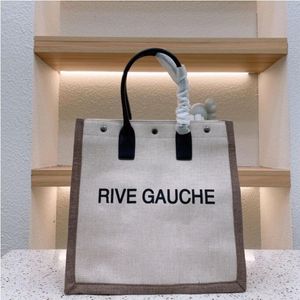 デザイナーショルダーバッグ女性ハンドバッグRive Gauche Canvas Tote Shopping Luxury Raffia Woven Bag HandBag Fashion Large Beach Straw Bags Travel