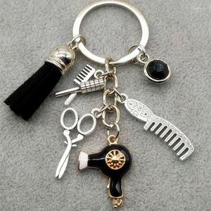 Interior Decorations Fashion Hairstyle Gift Charm Tassel Keychain Retro Jewelry Mini Hairdressing Scissors Hair Dryer Comb DIY Manual