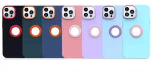 Custodie ibride di moda a colori per Iphone 14 Pro Max 13 12 11 XR XS X 8 7 Plus TPU morbido colorato con foro per anello Colori a contrasto Cover posteriore per telefono cellulare di lusso Coque Skin