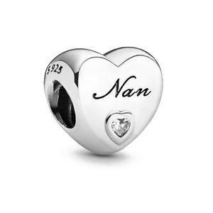 Dangle Charm Women Women Sterling Sier contas High Jewelry Gift Wholesale Metal Medal Moldy Mom mãe esposa Nan Neta Ma Bead Fit Charm 63