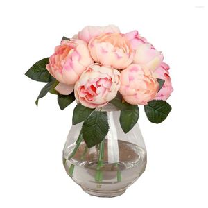 Decorative Flowers Peony Pink Silk Artificial Bouquet 1 6 Heads Fake For Home Wedding Decoration Indoor