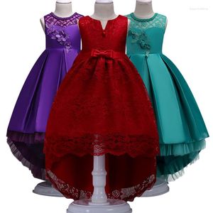 Girl Dresses Flower Dress Red Trailer Puffy Wedding Party First Communion Eucharist Attended Princess Lace Evening