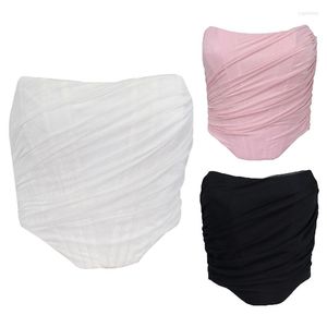 Bustiers Corsets女性セクシーなストラップレスメッシュビュスティアコルセットクロップトップジップアップバックレスソリッドボーンキャミベストプッシュボディシェイパークラブウェア