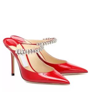 Summer Women's Dress Shoes Sandaler EU 35-43 Berömda Crystal Belt Slim Heels Sexy Pointy Head Party Wedding Dress High Heel