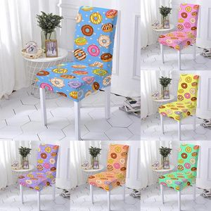 Chair Covers Spandex Cover Donut Pattern Seat For Wedding El Banquet Dining Room Decoration Elastic Protector