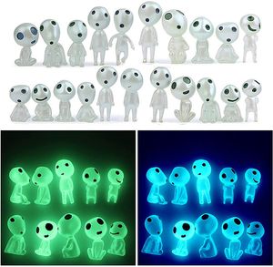 10pcs Luminous Tree Elves Decor Princesa Decora￧￣o Mononoke Micro paisagem Figura Ornamento Gardenagem miniatura em miniatura Decora￧￣o em vasos