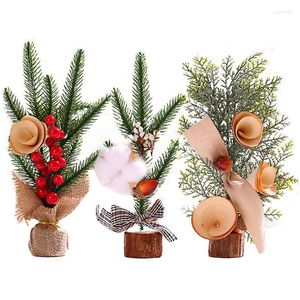 Christmas Decorations Tree Potted Plants With Stable Wooden Base Flower Arrangements Scene Layout Decoration 2022 Party Decor