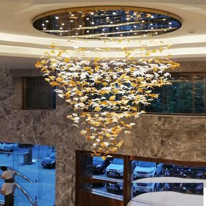 Ljuskronor storskalig projekt Crystal Chandelier El Villa Sales Lobby Art Decorative Lamp Anpassning