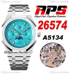 APSF Perpetual Calendar MoonPhase A5134 Automatic Mens Watch 2657 41mm Ice Blue Grande Tapisserie Dial Stick Stainless Steel Bracelet Super Edition Puretime F6